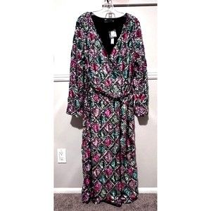 Asos Edition Wrap Long Pink Teal sequin dress US 14 NWT as offered Lindsay Lohan
